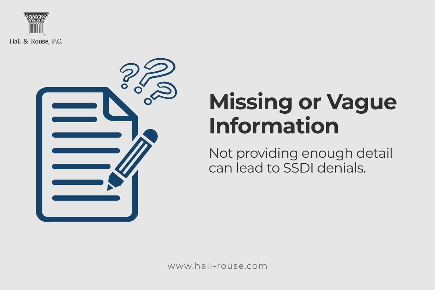 Illustration of a disability application form with question marks and a pencil, representing how vague or missing information can lead to SSDI claim denials.